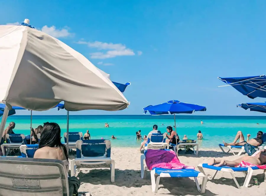 lots of beach chairs on Santa Maria del Mar, one of the Havana cuba beaches