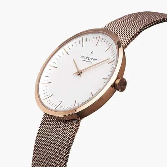 example of the Nordgreen rose gold infinity watch