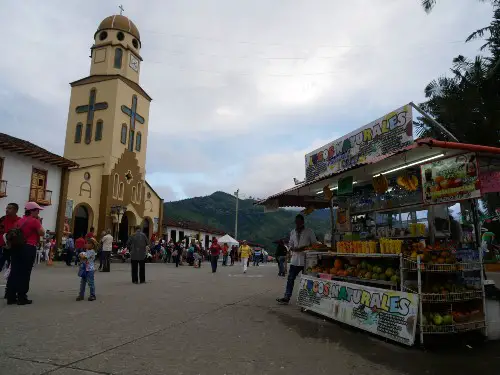 view over Plaza Bolivar with the church in the background