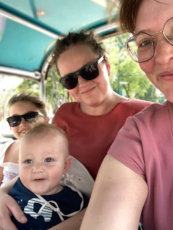 Our family in a tuktuk in Thailand.