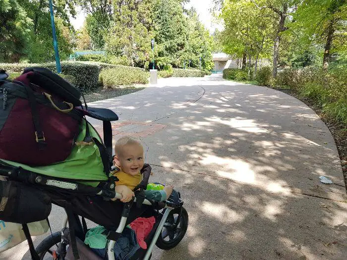 baby on a stroller, stroller is a must when you visit Disneyland Paris with a toddler