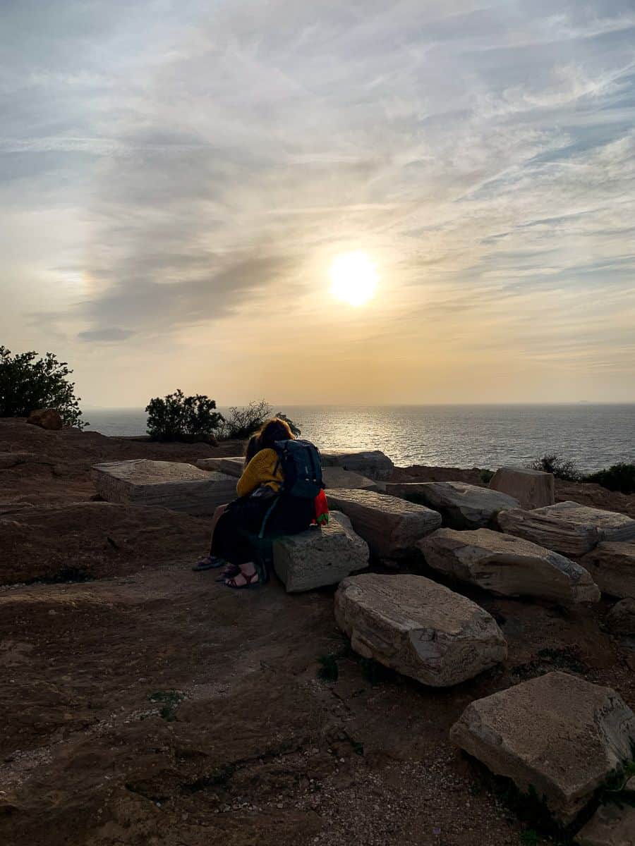 Sunset view in Temple of Poseidon.