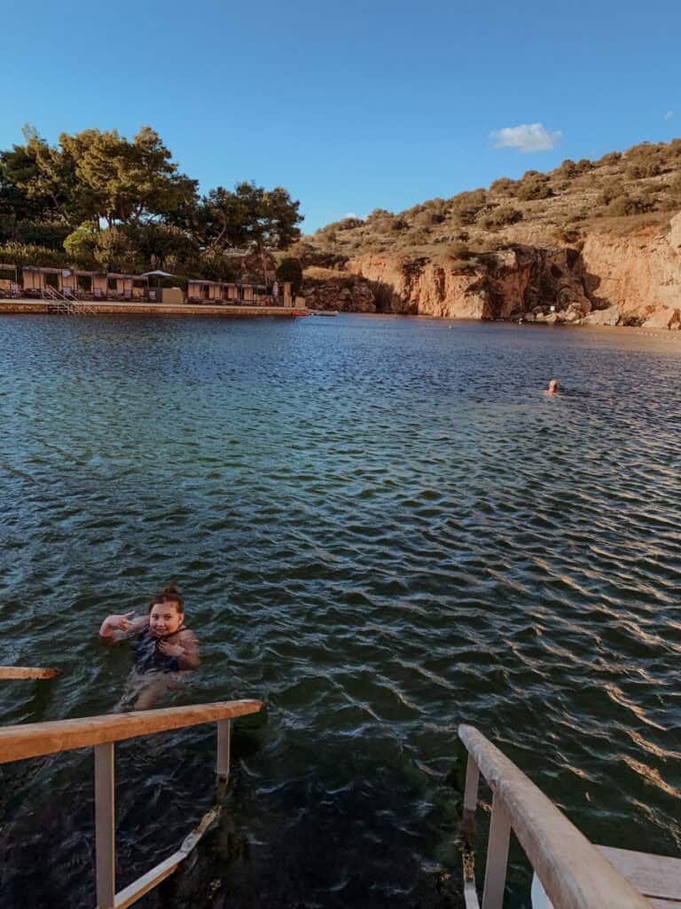Swimming in the Lake Vouliagmeni.