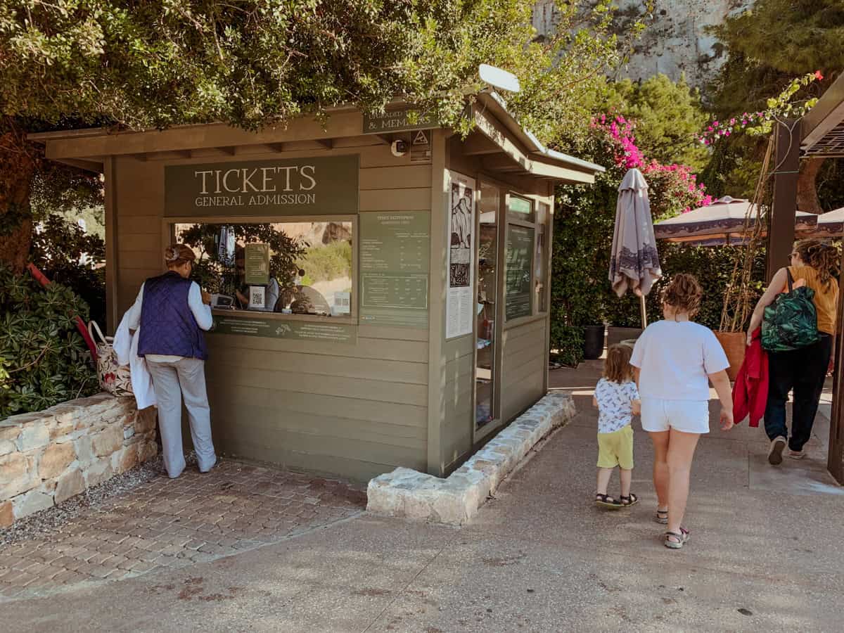 Entrance area and ticket booth of Lake Vouliagmeni.