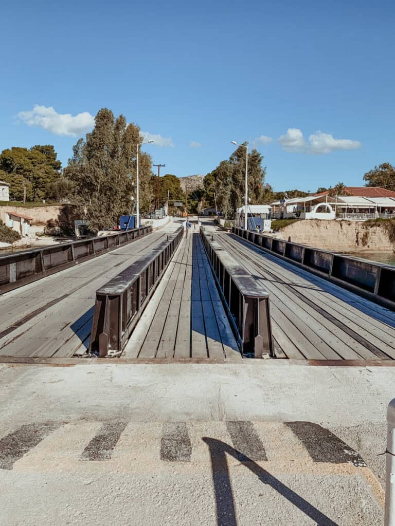 The famous Corinth Canal submersible bridge.