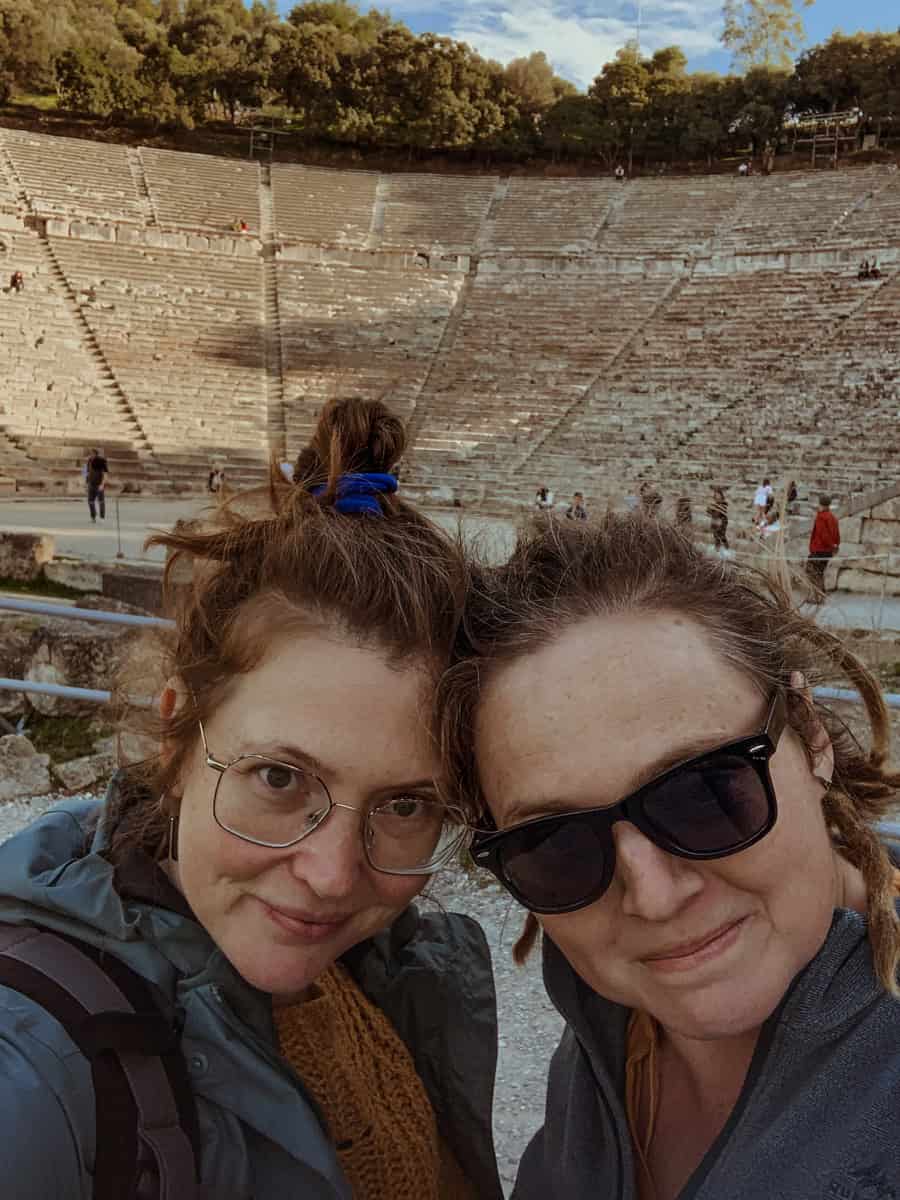 A selfie of Babs and Kath at the Theatre of Epidaurus.