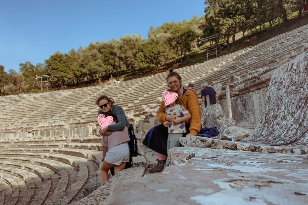 During our visit to the Ancient Theatre of Epidaurus with the kids.